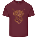 A Highland Cow Drawing Mens Cotton T-Shirt Tee Top Maroon