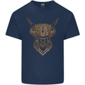 A Highland Cow Drawing Mens Cotton T-Shirt Tee Top Navy Blue