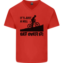 A Hill Get Over It Cycling Cyclist Funny Mens V-Neck Cotton T-Shirt Red