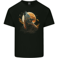 A Howling Wolf in the Moon Light Mens Cotton T-Shirt Tee Top BLACK
