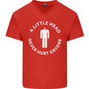 A Little Head Funny Offensive Slogan Mens V-Neck Cotton T-Shirt Red