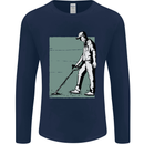 A Man Metal Detecting Detector Mens Long Sleeve T-Shirt Navy Blue