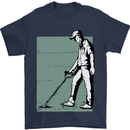 A Man Metal Detecting Detector Mens T-Shirt 100% Cotton Navy Blue