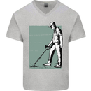 A Man Metal Detecting Detector Mens V-Neck Cotton T-Shirt Sports Grey