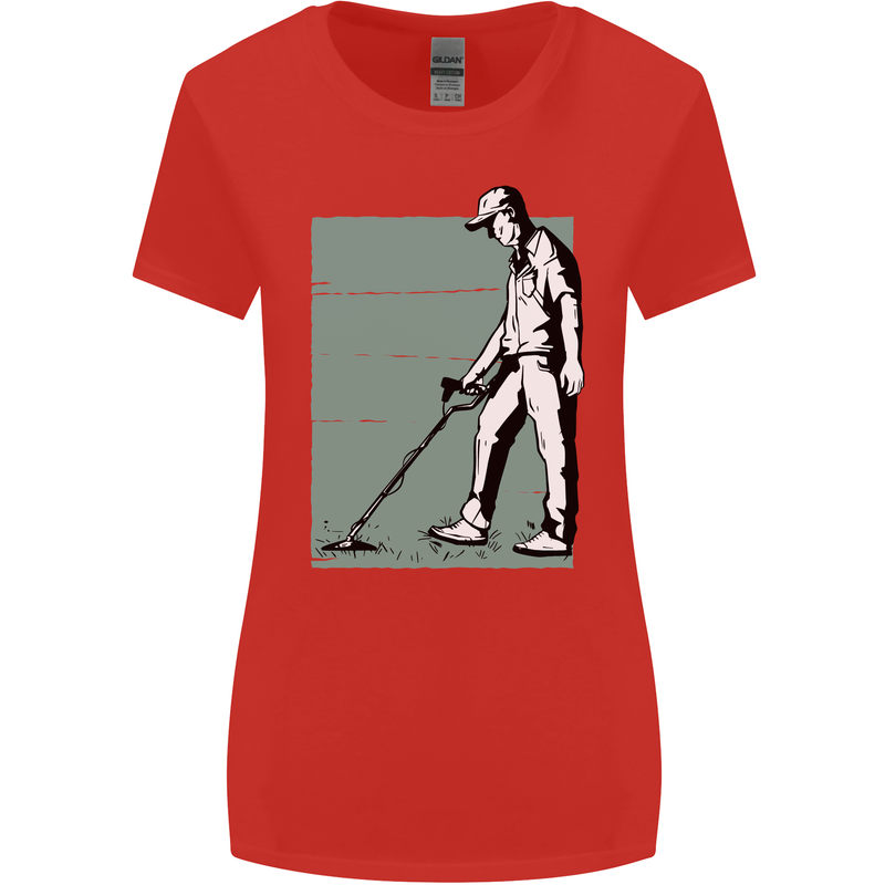 A Man Metal Detecting Detector Womens Wider Cut T-Shirt Red