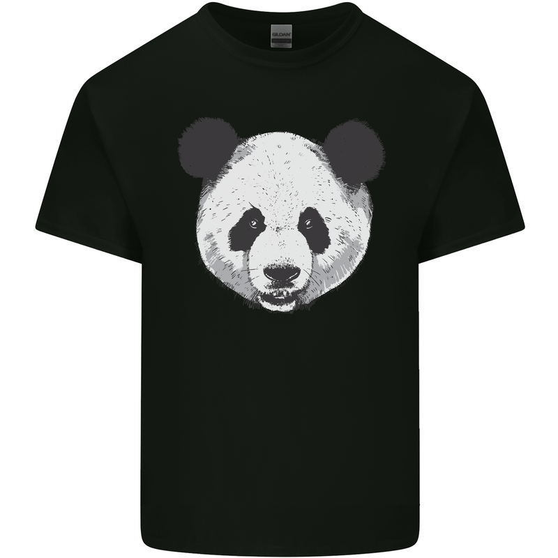 A Panda Bear Face Mens Cotton T-Shirt Tee Top Black