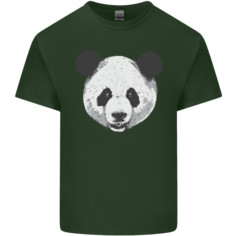 A Panda Bear Face Mens Cotton T-Shirt Tee Top Forest Green
