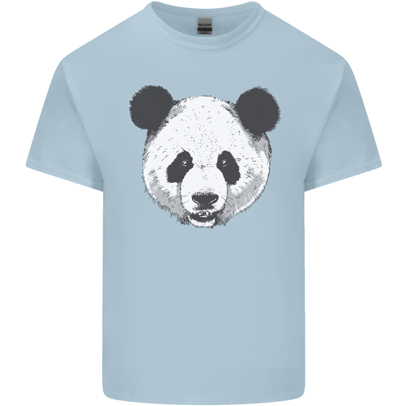 A Panda Bear Face Mens Cotton T-Shirt Tee Top Light Blue