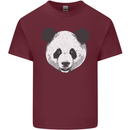 A Panda Bear Face Mens Cotton T-Shirt Tee Top Maroon
