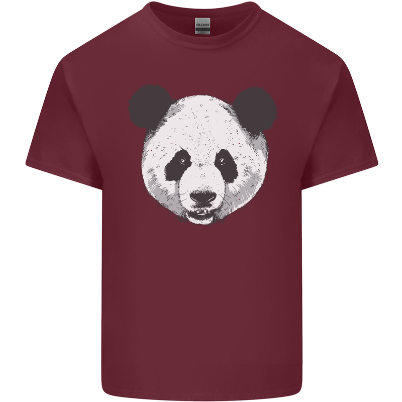 A Panda Bear Face Mens Cotton T-Shirt Tee Top Maroon
