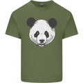 A Panda Bear Face Mens Cotton T-Shirt Tee Top Military Green