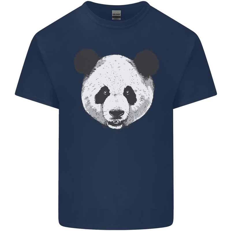 A Panda Bear Face Mens Cotton T-Shirt Tee Top Navy Blue