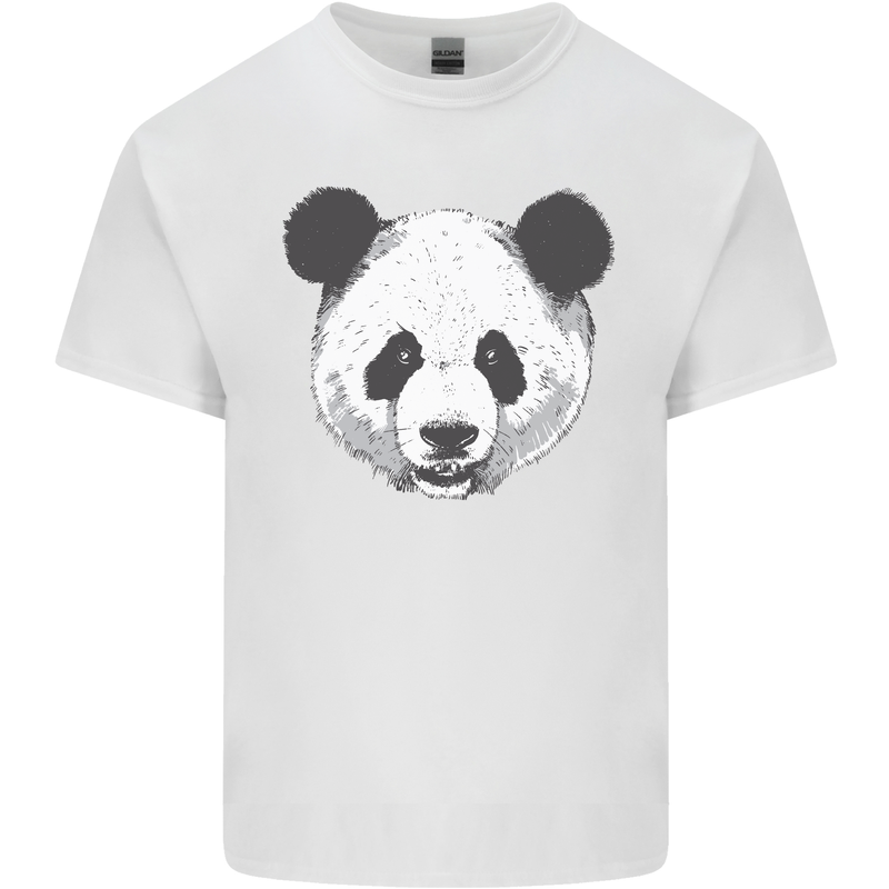 A Panda Bear Face Mens Cotton T-Shirt Tee Top White