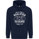 A Qualified Tractor Driver Looks Like Mens 80% Cotton Hoodie Navy Blue