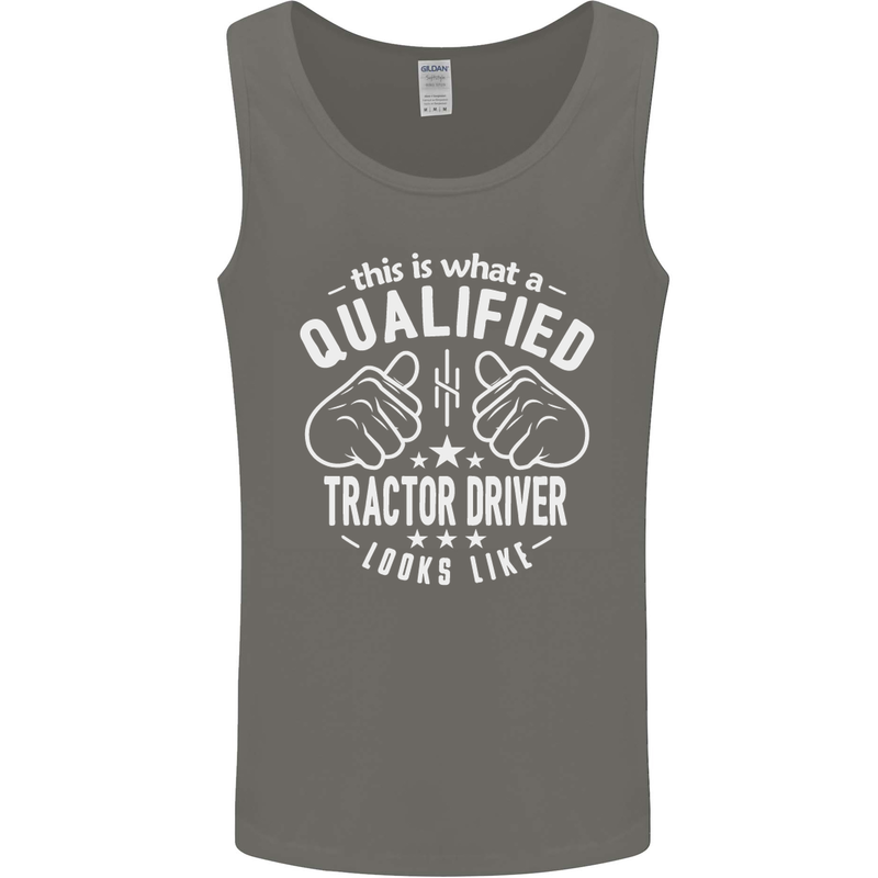 A Qualified Tractor Driver Looks Like Mens Vest Tank Top Charcoal