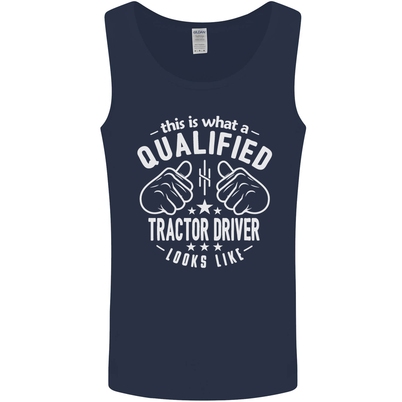 A Qualified Tractor Driver Looks Like Mens Vest Tank Top Navy Blue