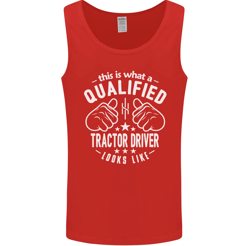 A Qualified Tractor Driver Looks Like Mens Vest Tank Top Red