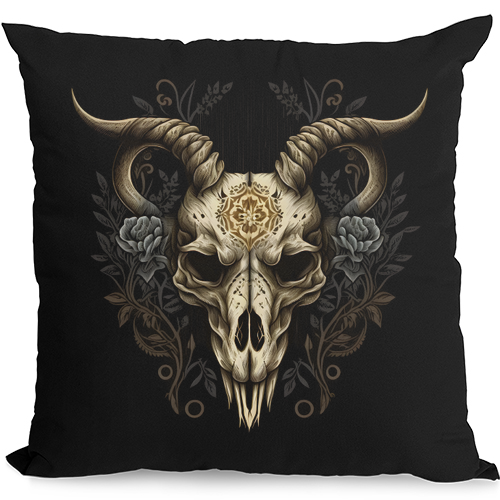 A Ram Skull Gothic Goth Heavy Metal Rock Mens Womens Kids Unisex Black Cushion Cover
