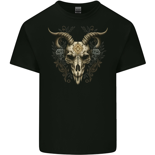 A Ram Skull Gothic Goth Heavy Metal Rock Mens Womens Kids Unisex Black Kids T-Shirt