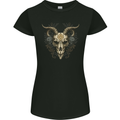 A Ram Skull Gothic Goth Heavy Metal Rock Womens Petite Cut T-Shirt Black
