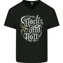 A Rock n Roll Design Mens V-Neck Cotton T-Shirt Black