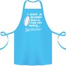 A Rugby Ball for My Wife Player Union Funny Cotton Apron 100% Organic Turquoise