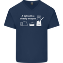 A Salt With a Deadly Weapon Funny Food Mens V-Neck Cotton T-Shirt Navy Blue