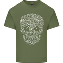 A Skull Made with Bicycles Cyclist Cycling Mens Cotton T-Shirt Tee Top Military Green