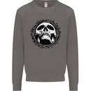 A Skull in Thorns Gothic Christ Jesus Mens Sweatshirt Jumper Charcoal
