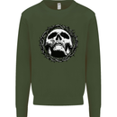 A Skull in Thorns Gothic Christ Jesus Mens Sweatshirt Jumper Forest Green