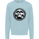 A Skull in Thorns Gothic Christ Jesus Mens Sweatshirt Jumper Light Blue