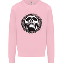 A Skull in Thorns Gothic Christ Jesus Mens Sweatshirt Jumper Light Pink