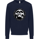 A Skull in Thorns Gothic Christ Jesus Mens Sweatshirt Jumper Navy Blue
