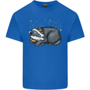 A Sleeping Badger Kids T-Shirt Childrens Royal Blue