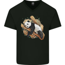 A Sleeping Panda Bear Ecology Animals Mens V-Neck Cotton T-Shirt Black