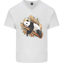 A Sleeping Panda Bear Ecology Animals Mens V-Neck Cotton T-Shirt White