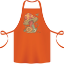 A Snail Playing the Banjo Under a Mushroom Cotton Apron 100% Organic Orange