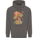 A Snail Playing the Banjo Under a Mushroom Mens 80% Cotton Hoodie Charcoal