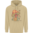 A Snail Playing the Banjo Under a Mushroom Mens 80% Cotton Hoodie Sand