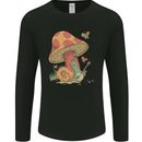 A Snail Playing the Banjo Under a Mushroom Mens Long Sleeve T-Shirt Black