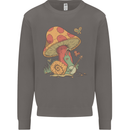 A Snail Playing the Banjo Under a Mushroom Mens Sweatshirt Jumper Charcoal