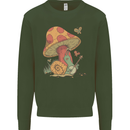 A Snail Playing the Banjo Under a Mushroom Mens Sweatshirt Jumper Forest Green