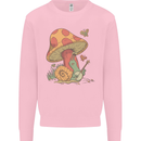 A Snail Playing the Banjo Under a Mushroom Mens Sweatshirt Jumper Light Pink