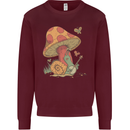 A Snail Playing the Banjo Under a Mushroom Mens Sweatshirt Jumper Maroon