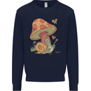A Snail Playing the Banjo Under a Mushroom Mens Sweatshirt Jumper Navy Blue