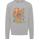 A Snail Playing the Banjo Under a Mushroom Mens Sweatshirt Jumper Sports Grey