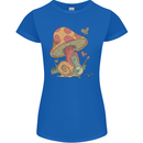 A Snail Playing the Banjo Under a Mushroom Womens Petite Cut T-Shirt Royal Blue