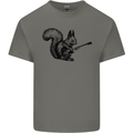 A Squirrel Playing the Guitar Mens Cotton T-Shirt Tee Top Charcoal