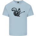 A Squirrel Playing the Guitar Mens Cotton T-Shirt Tee Top Light Blue