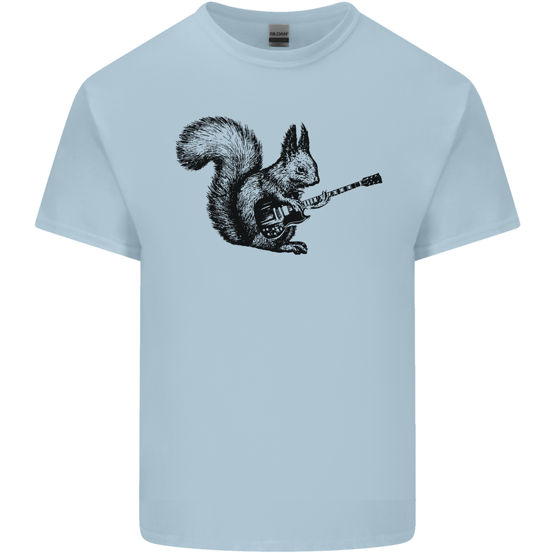 A Squirrel Playing the Guitar Mens Cotton T-Shirt Tee Top Light Blue